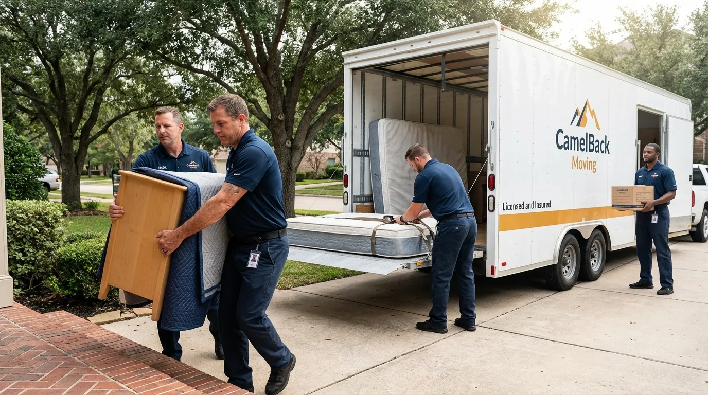 Crew loading residential truck for cross-state move from New Cumberland, WV