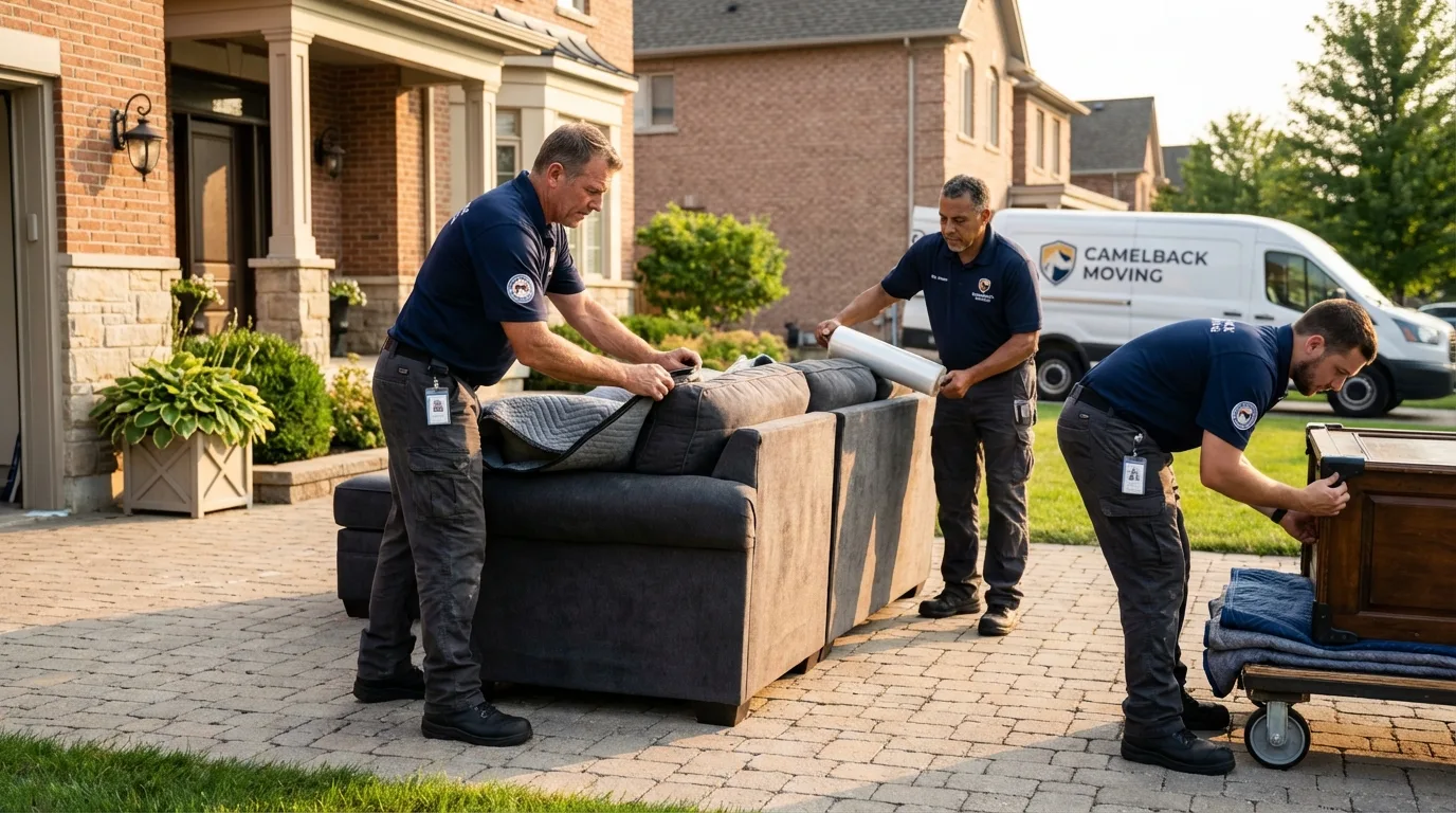 Large estate moving crew wrapping furniture in New Cumberland, WV